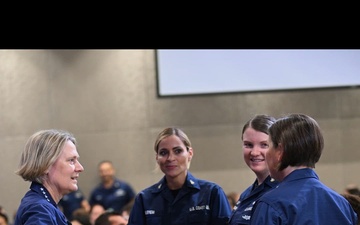 Commandant and Master Chief Petty Officer of the Coast Guard discuss service culture with crews in the greater Miami area