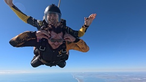 U.S. Army Golden Knights skydive onto Galveston Island