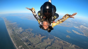 U.S. Army Golden Knights skydive onto Galveston Island