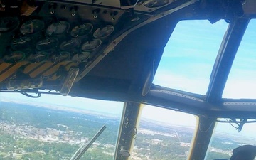 182nd Airlift Wing C-130H Hercules flyover during University of Illinois football game