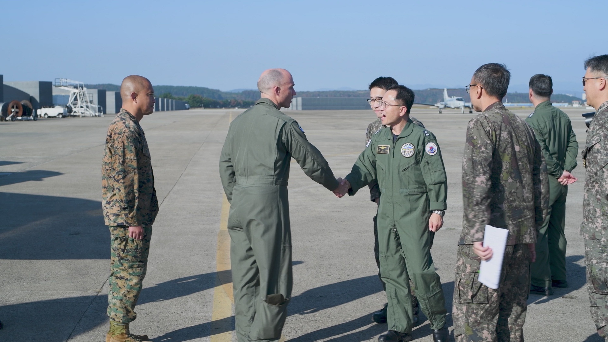 Republic of Korea Navy Rear Admiral Sung Wook Ha, commander of the Naval Aviation Command, learns of the F-35B Lightning II aircraft&#39;s capabilities from U.S. Marines with Marine Fighter Attack Squadron (VMFA) 242, Marine Aircraft Group 12, 1st Marine Aircraft Wing during Exercise Freedom Flag 24-1 in Pohang, South Korea, Oct 30, 2024. Freedom Flag 24-1 is a large-scale, military exercise between Republic of Korea and U.S. forces on the Korean peninsula with a focus on realistic training and high-end tactics, techniques, and procedures with combined forces against an advanced adversary. (U.S. Marine Corps video by Cpl. Ryan Ulibarri)