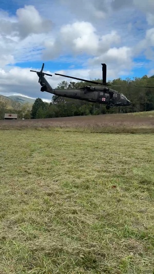 B-Roll: Maryland Helicopter Aquatic Response Team conducts rescue missions in Western North Carolina after Hurricane Helene (vertical video)