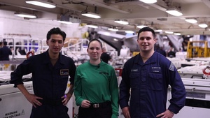 AT3 Andrea Artman, AN Tyler Everett and AN Jack Sullivan, New England Patriots