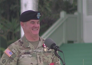 Outgoing U.S. Army Pacific Commanding Gen. Charles A. Flynn Delivers Remarks during the Change of Command Ceremony