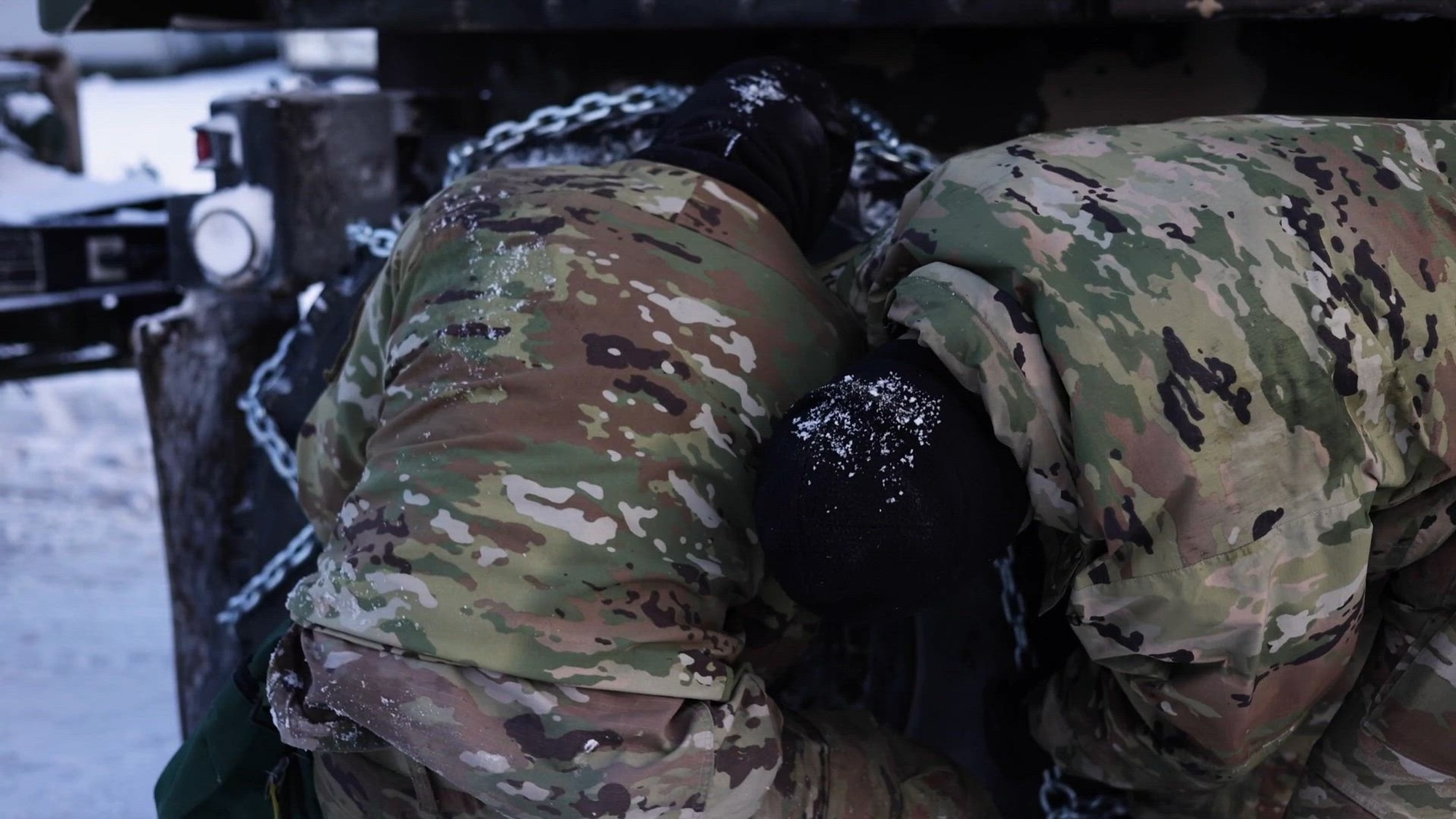 U.S. Soldiers, assigned to the 41st Field Artillery Brigade, conduct a rearm, refuel, and resupply point (R3P) during Dynamic Front 25 in Rovajärvi, Finland, Nov. 9, 2024. Dynamic Front 25 takes place from Nov. 4 to 24, 2024, in Finland, Estonia, Germany, Poland, and Romania, and demonstrates NATO’s ability to share fire mission target information and operational graphics from the Arctic to the Black Sea. It increases the lethality of the Alliance through long-distance fires, builds unit readiness in a complex joint, multinational environment, and leverages host-nation capabilities to increase USAREUR-AF's operational reach. Dynamic Front 25 includes more than 1,800 U.S. and 3,700 multinational service members from 28 Allied and partner nations. (U.S. Army photo by Sgt. Gianna Elle Sulger)