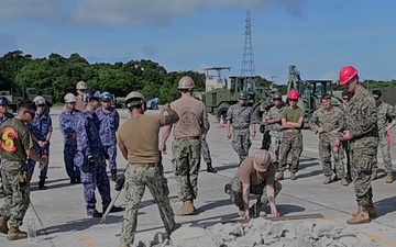 NMCB 5 airfield damage repair training on Kadena AB