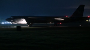 Two B-52s takeoff for Higher Headquarters Directed Mission