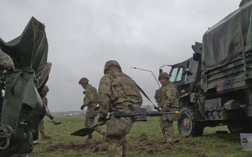 U.S. Soldiers emplace an M777 A2 howitzer during Dynamic Front 25 exercise