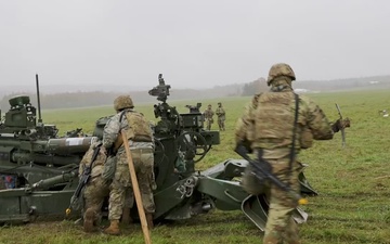 U.S. Soldiers emplace artillery and prepare for Dynamic Front 25 live fire exercise