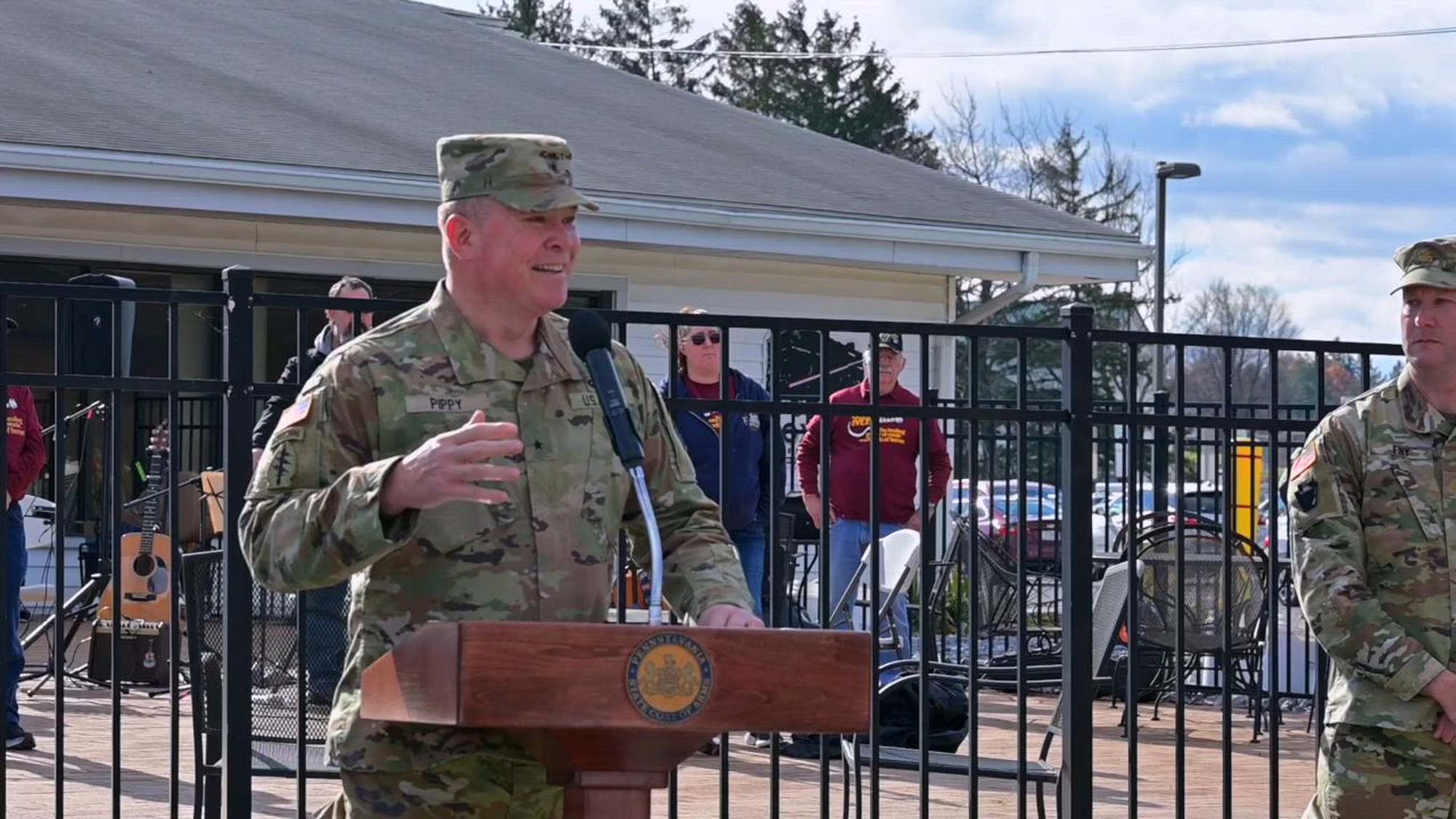 The Pennsylvania National Guard and the Department of Military and Veterans Affairs hosted an open house at Fort Indiantown Gap for members of the public on Nov. 16, 2024.
Brig. Gen. John Pippy, Pennsylvania’s acting adjutant general, and Col. Kevin Potts, garrison commander, provided remarks on the day as well as several members of the community who attended.