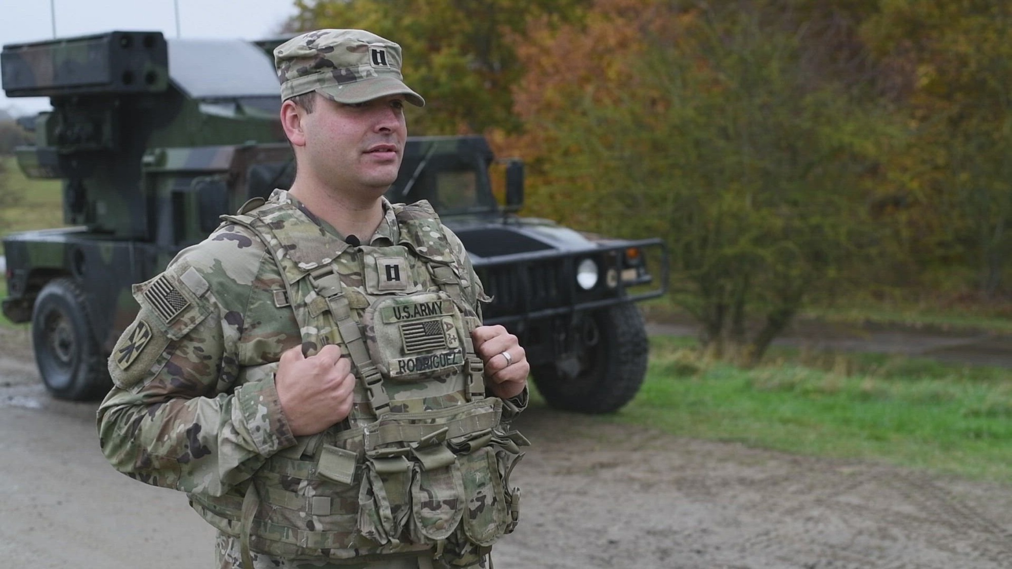 Interview with U.S. Army Capt. Dwayne Rodriguez. Soldiers assigned to 5th Battalion, 4th Air Defense Artillery Regiment execute a stinger missile live fire exercise with the Avenger Air Defense Missile System and Man Portable Air Defense System, Nov. 13, 2024, on Putlos Training Area, Germany. This exercise further reinforces the U.S.’ security commitments to the European Theater and demonstrates 5-4 Air Defense Artillery Regiments capabilities. (U.S. Air Force video by Senior Airman Gabriel Held)