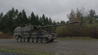 Italian Army PZH2000s roll off the range upon completion of live fires during Dynamic Front 25