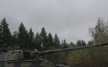 Italian Army PZH2000s roll off the range upon completion of live fires during Dynamic Front 25