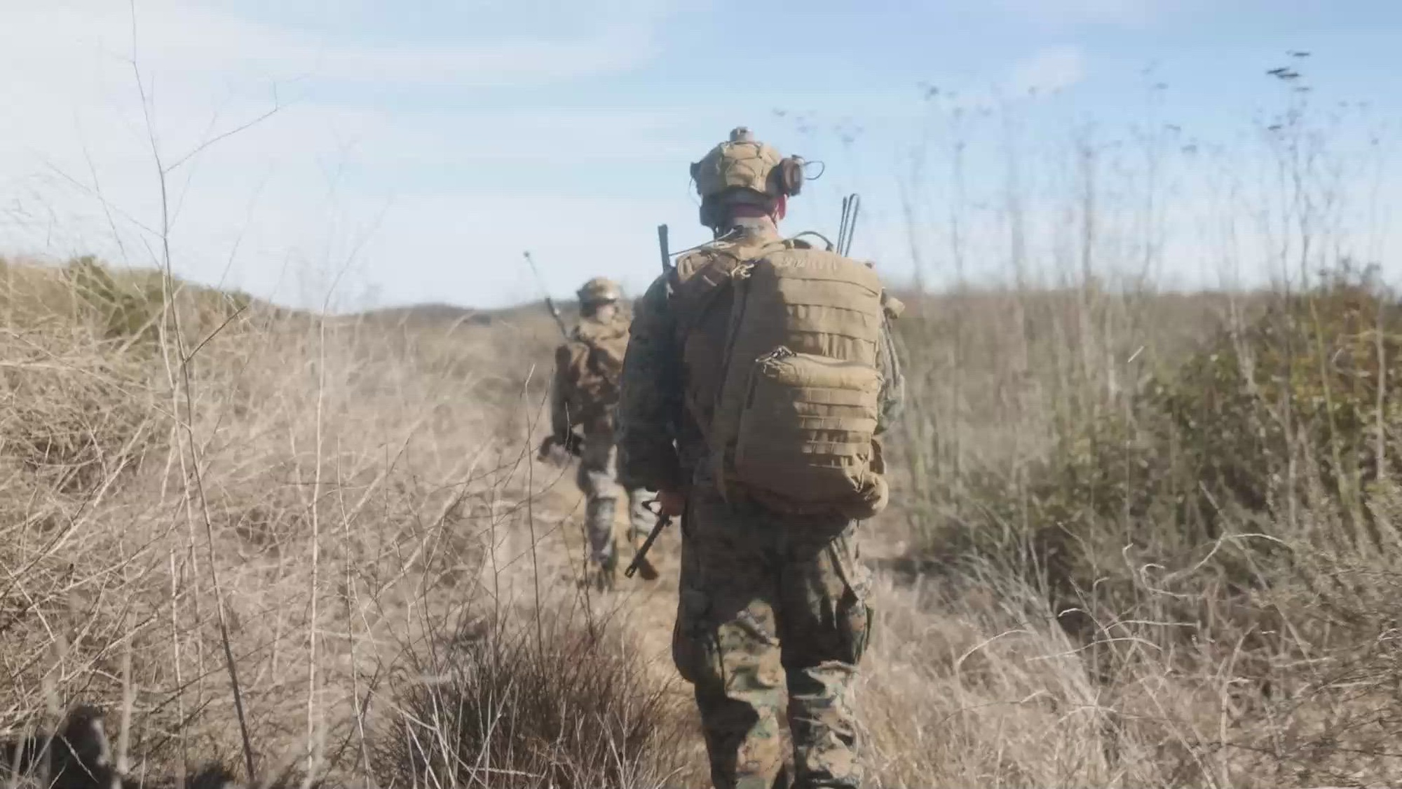 U.S. Marines with 1st Air Naval Gunfire Liaison Company, I Marine Expeditionary Force Information Group, I MEF, simulate and evaluate calling for fire and close air support during a 1st ANGLICO certification exercise at Marine Corps Base Camp Pendleton, California, Nov. 19, 2024. The 1st ANGLICO CERTEX assessed firepower control teams across a broad spectrum of mission sets and core mission essential tasks in preparation for future operations. (U.S. Marine Corps photo by Sgt. Samuel Fletcher)