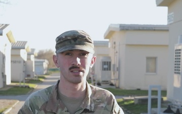 U.S. Soldier Spc. Benjamin Cunneen gives a Thanksgiving shoutout