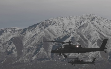 Utah National Guard Receives Army's Most Advanced Attack Helicopter- Aerial B-Roll