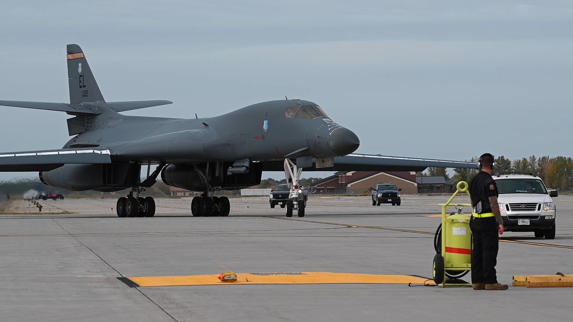 The 28th Bomb Wing collaborated with the 319th Reconnaissance Wing to perform a hot pit refueling operation at Grand Forks Air Force Base, North Dakota, Oct. 1, 2024, testing the adaptability of the base and its Airmen.<br /><br />Having operated B-1’s in the past, the hot pit comes 30 years after the last of the B-1B Lancers left Grand Forks in, 1994. Many of the features needed to house the bomber are still present, such as runway length requirements, capability to store munitions and to refuel the aircraft.