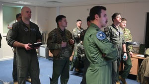 B-52s soar over Europe during BTF 25-1 b-roll