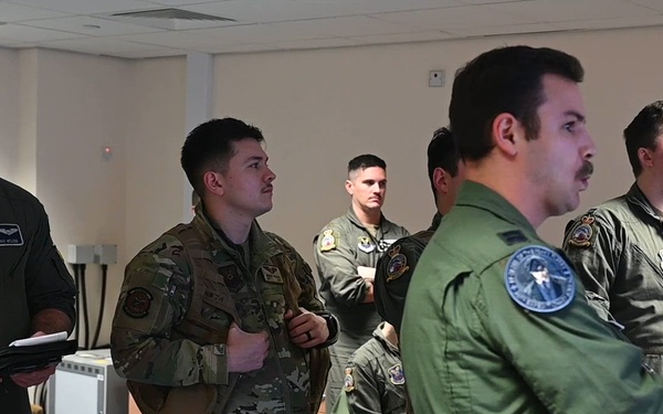 B-52s soar over Europe during BTF 25-1 b-roll