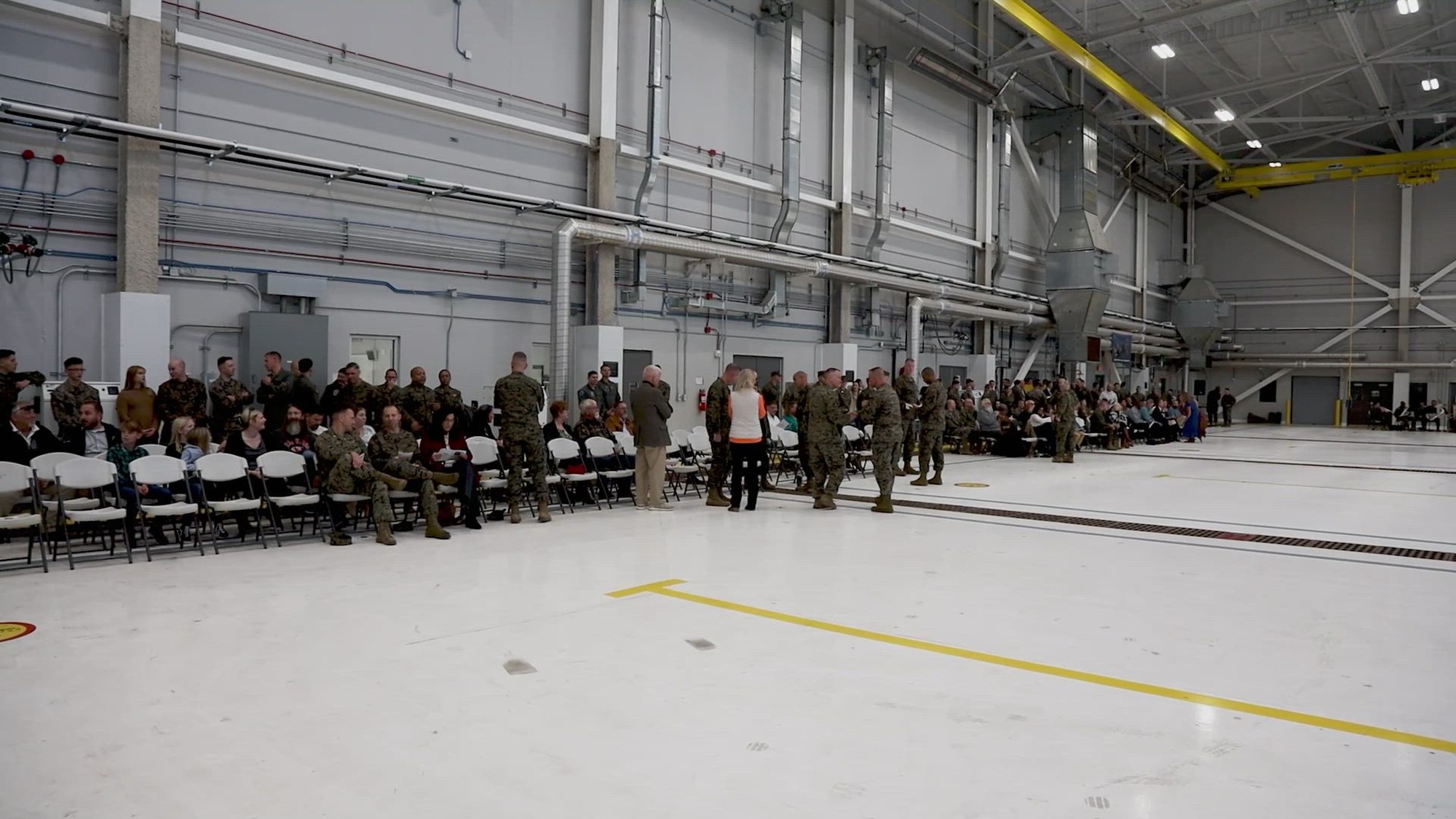 U.S. Marines with Marine Fighter Attack Squadron (VMFA) 251 conduct the squadron&#39;s reactivation ceremony at Marine Corps Air Station Cherry Point, North Carolina, Dec. 5, 2024. VMFA-251 is the first East Coast-based Marine Corps squadron to employ the F-35C Lightning II, which is designed to operate from conventional aircraft carriers or land bases and provides operational flexibility and persistence to II Marine Expeditionary Force. (U.S. Marine Corps video by Sgt. Christopher Hernandez)