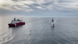 Coast Guard Cutters Bertholf and Healy conduct joint operations near Unimak Pass, Alaska