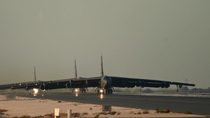 Three B-52H Stratofortresses conduct operations within the CENTCOM AOR (B-Roll)