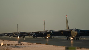 Three B-52H Stratofortresses conduct operations within the CENTCOM AOR