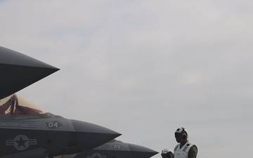 Steel Knight 24 B-Roll: F-35B Lightning IIs fly deck landing qualifications aboard USS Tripoli