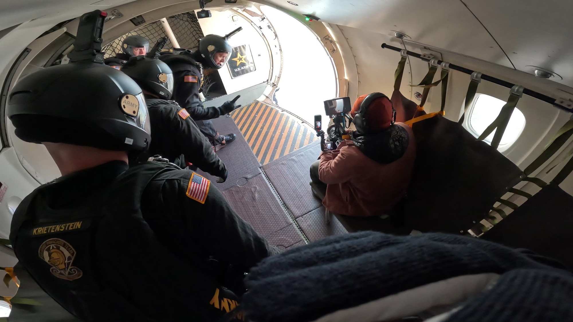 Point of view video by Sgt. 1st Class Tyler Becker of the U.S. Army Parachute Team as he makes a demonstration parachute jump on 14 December 2024. The jump was part of pre-game activities for the Army Navy game at Northwest Stadium in Landover, Md. (U.S. Army video by Sgt. 1st Class Tyler Becker)