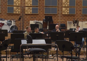 101st Band practices with Luxembourg Military Band