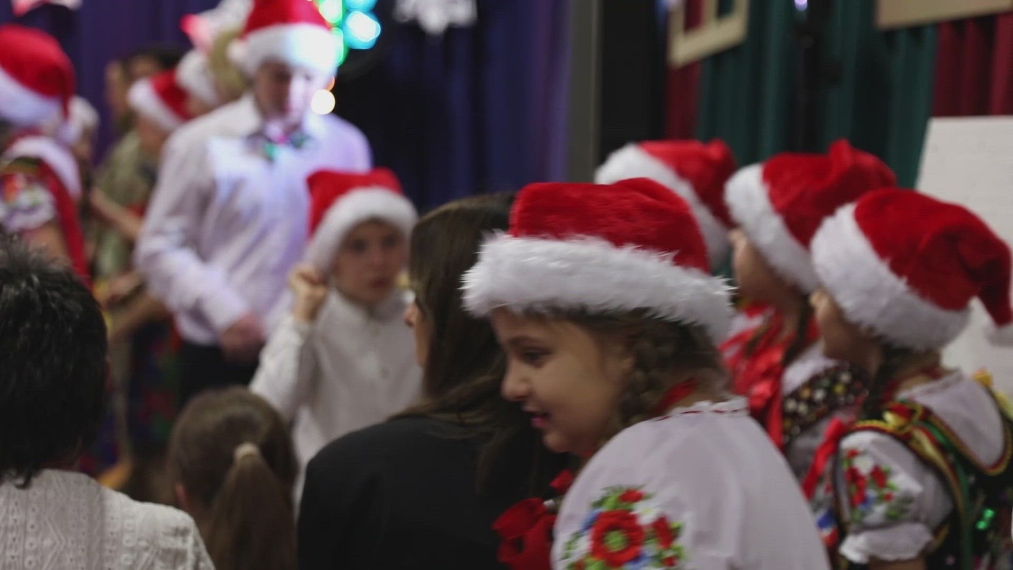 Troopers of Headquarters and Headquarters Battalion, 1st Cavalry Division, visits a school in Wysoka, Poland, Dec. 19, 2024. Engaging with students in local schools across Europe during a rotation allows soldiers to learn about the culture and history of the host nation. (U.S. Army video by Staff Sgt. Jasmine McCarthy)