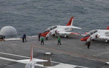 Flight deck operations aboard USS George H.W. Bush (CVN 77)