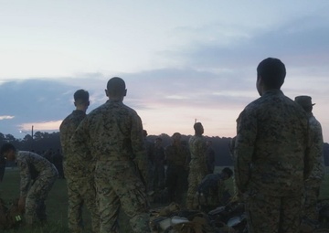 Headquarters and Support Battalion, School of Infantry – East conduct a hike at Camp Geiger