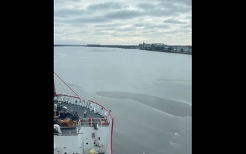 U.S. Coast Guard Cutter Mackinaw (WLBB 30) commences Ice Breaking operations