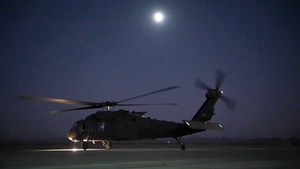 Arizona Army National Guard UH-60 Black Hawk departs from Gila Bend Air Force Auxiliary Field to MedEvac a simulated patient as part of Exercise Desert Hammer