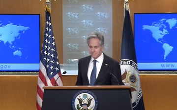 Secretary of State Antony J. Blinken participates in a press availability from the Department of State