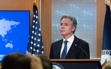 Secretary of State Antony J. Blinken participates in a press availability from the Department of State