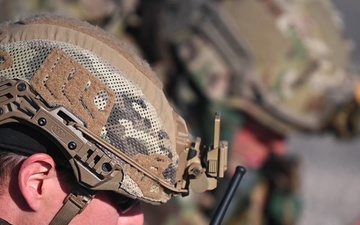 944th Fighter Wing U.S. Air Force Reserve Citizen Airmen dawn their Mission Oriented Protective Posture (MOPP) gear as they complete a patrol during Exercise Desert Hammer 25-1