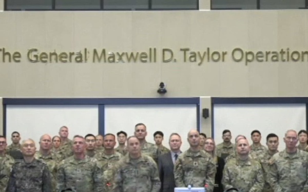 President Trump talk to troops in South Korea during Commander In Chief Ball