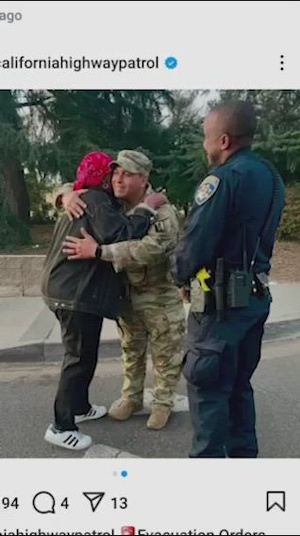 U.S. Army California National Guard soldiers step up to help at check points near Eaton Fire
