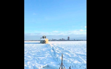 U.S. Coast Guard underway to assist motor vessel beset by ice Lake Erie