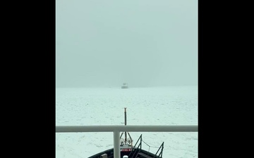 U.S. Coast Guard underway to assist motor vessel beset by ice Lake Erie