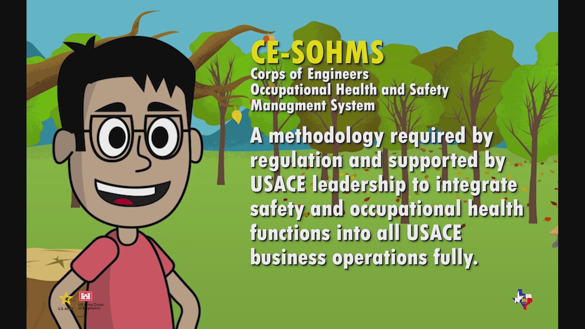 CESOHMS is a methodology required by regulation and supported by USACE leadership to integrate safety and occupational health functions into all USACE business operations fully. <br />It ensures risk is appropriately managed at the correct level, resulting in reduced injuries and illnesses of our employees and contractors while enhancing USACE&#39;s ability to complete our mission on time, within budget, and at a quality expected by our customers.