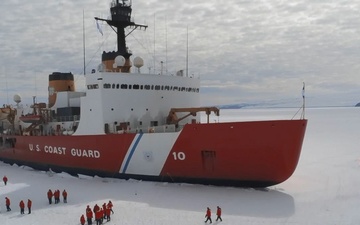 USCGC Polar Star (WAGB 10) holds ice liberty in McMurdo Sound during Operation Deep Freeze