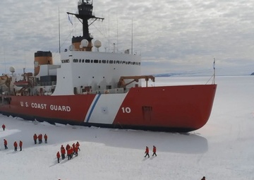 USCGC Polar Star (WAGB 10) holds ice liberty in McMurdo Sound during Operation Deep Freeze