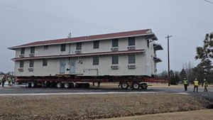 Contractors move first of five World War II-era barracks in 2025, Part 3