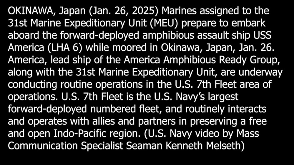 DVIDS - Video - 31st MEU Embarks aboard USS America (LHA 6)