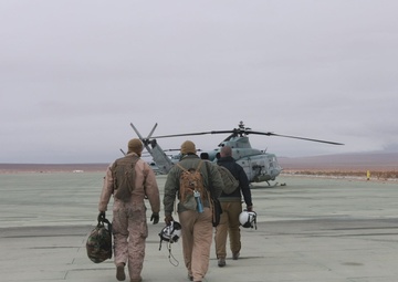 HMLA-269 conducts close air support training during a combat escort training flight with HMH-461