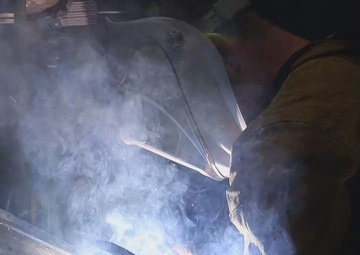 B-Roll: U.S. Marines weld engineering stakes to assist CBP with border security mission