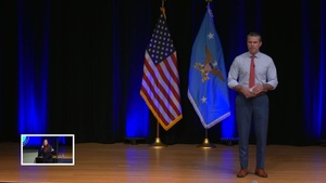 Defense Secretary Pete Hegseth hosts a town hall meeting at the Pentagon, Feb. 7, 2025